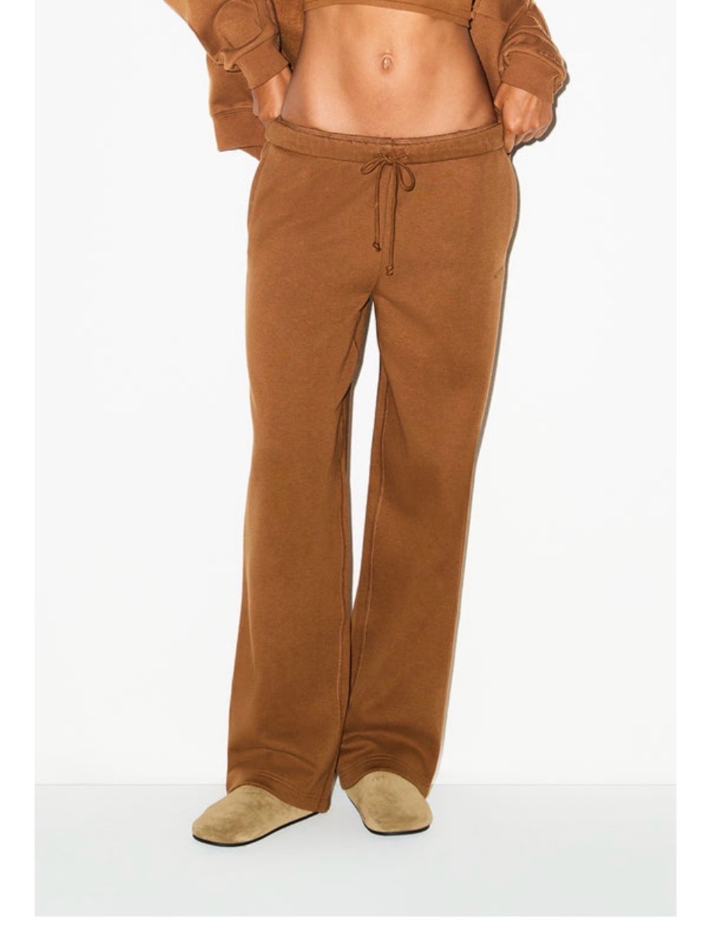 🦬SKIMS Cotton Fleece Classic Straight Leg Pant | Bison | M | NWT 🏷️